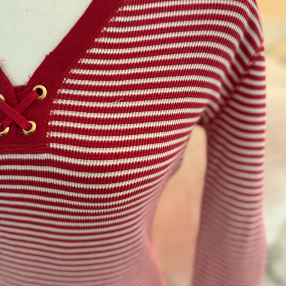 Ralph Lauren Red and White Striped Knit Top - Picture 6 of 8